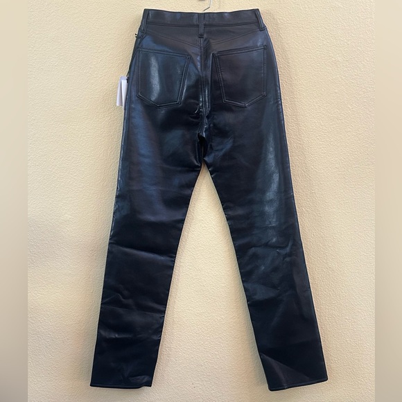 NWT! AGOLDE "90's Pinch Waist" Detox Black Recycled Leather Pants Size 26 - Picture 6 of 11